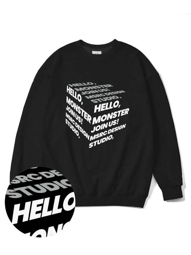 Cube White Overfit Sweatshirt Black - MONSTER REPUBLIC - BALAAN 4