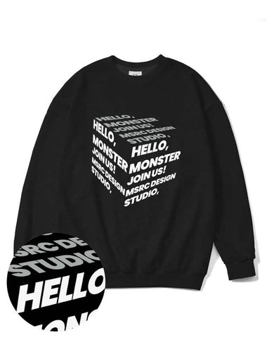 Cube White Overfit Sweatshirt Black - MONSTER REPUBLIC - BALAAN 1