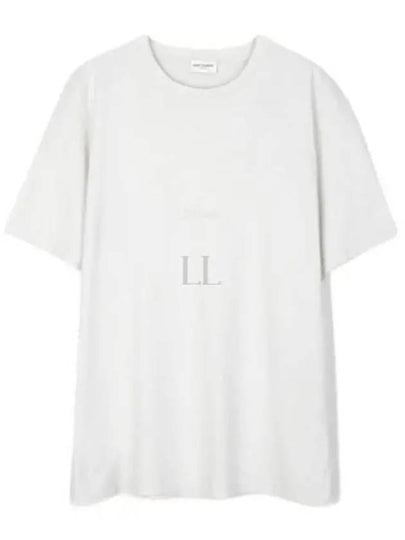 Crew Neck Cotton Short Sleeve T-shirt White - SAINT LAURENT - BALAAN 2