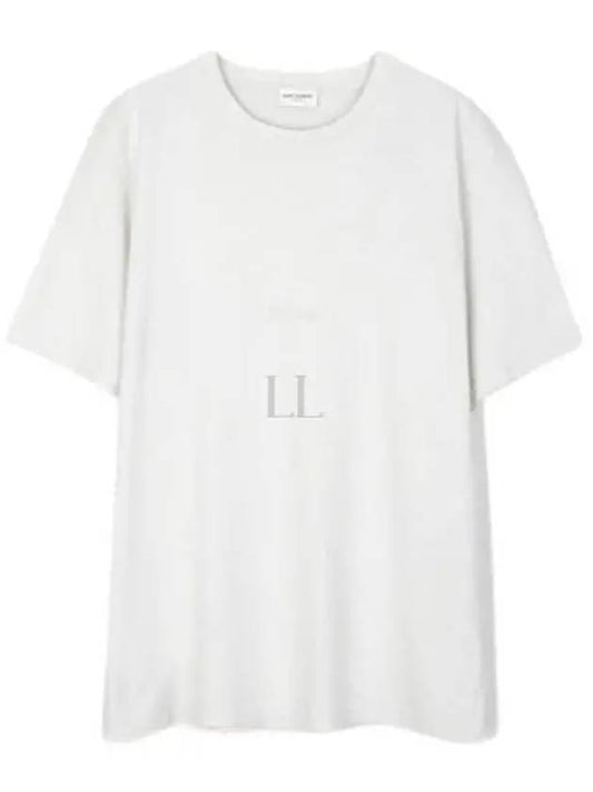 Crew Neck Cotton Short Sleeve T-shirt White - SAINT LAURENT - BALAAN 2