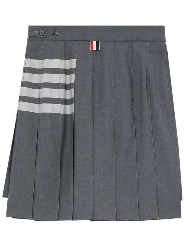 4 Bar Plain Weave Mini Pleated Skirt Grey - THOM BROWNE - BALAAN 4