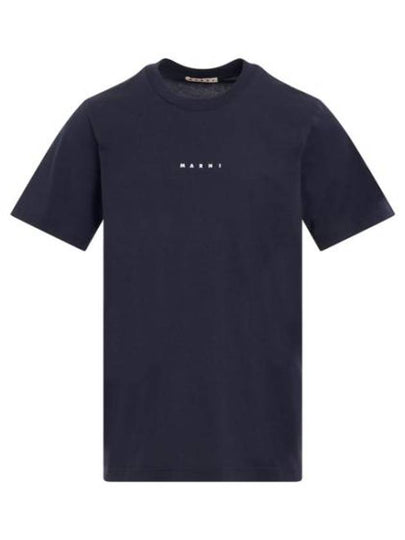 Classic Logo Print Cotton Short Sleeve T-Shirt Navy - MARNI - BALAAN 2