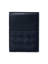 Intrecciato Woven Card Wallet Midnight Blue - BOTTEGA VENETA - BALAAN 1