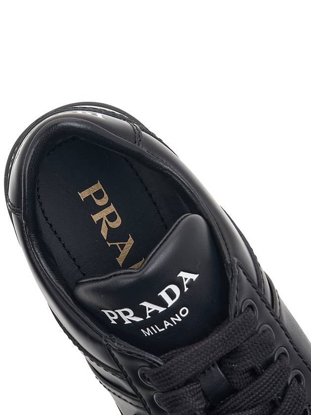 Downtown Bold Leather Low Top Sneakers Black - PRADA - BALAAN 8