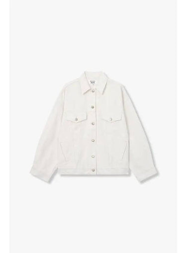 Flap Pocket Button Up Denim Jacket Brooks Oversized Ivory - REFORMATION - BALAAN 1