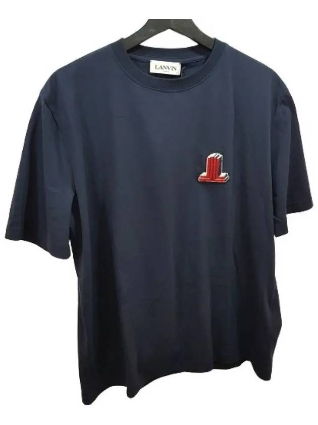 TS0005 J177291 Patch Short Sleeve TShirt Navy - LANVIN - BALAAN 3