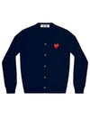 Heart Wappen V-Neck Cardigan Navy - COMME DES GARCONS - BALAAN 2