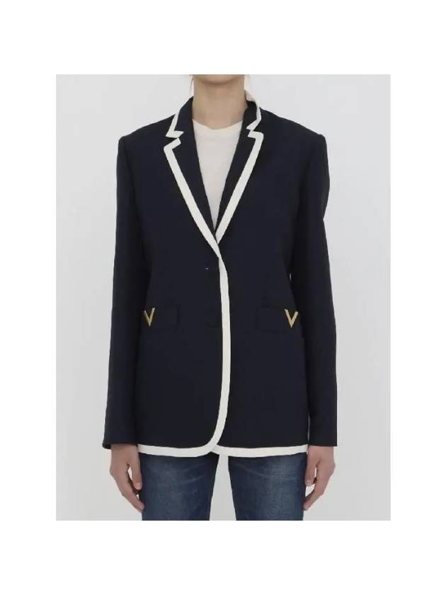 23 fw Navy Blue White SILKWOOL Blend Blazer 3B3CE2N11CF671 B0480453118 - VALENTINO - BALAAN 2