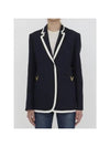 V Logo Single Breasted Blazer Jacket Navy - VALENTINO - BALAAN 2