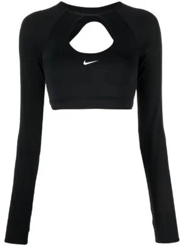 Crop Sports Pad Bra Long Sleeve T-Shirt Black - NIKE - BALAAN 1