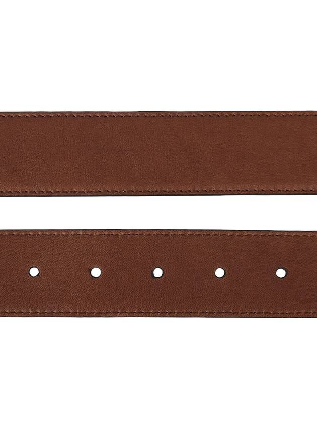 Square Metal Buckle Leather Belt Brown - PRADA - 5