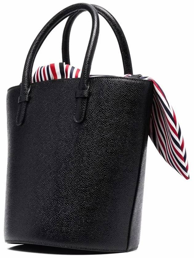 Pebble Grain Leather Bucket Bag Black - THOM BROWNE - BALAAN 4