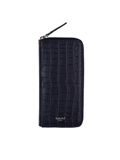 Crocodile Embossed Long Wallet Navy - LMN3011 - BALAAN 2