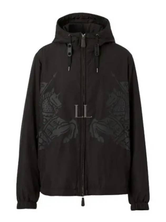 Men's EKD Print Hooded Jacket Black - BURBERRY - BALAAN 2