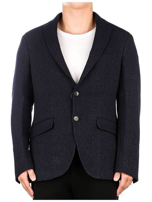 Ribbed Single Breasted Jacket Navy - ETRO - BALAAN 2