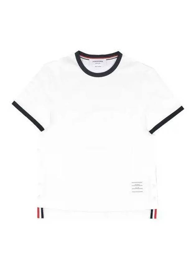 Asymmetric Hem Short Sleeve T-Shirt White - THOM BROWNE - BALAAN 2