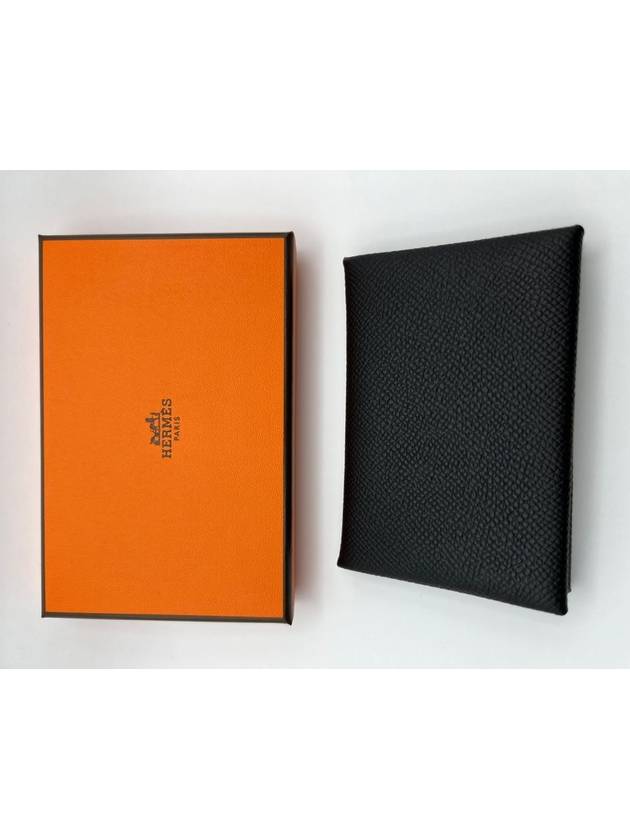 Calvi Absong Palladium Hardware Card Wallet Black - HERMES - BALAAN 4