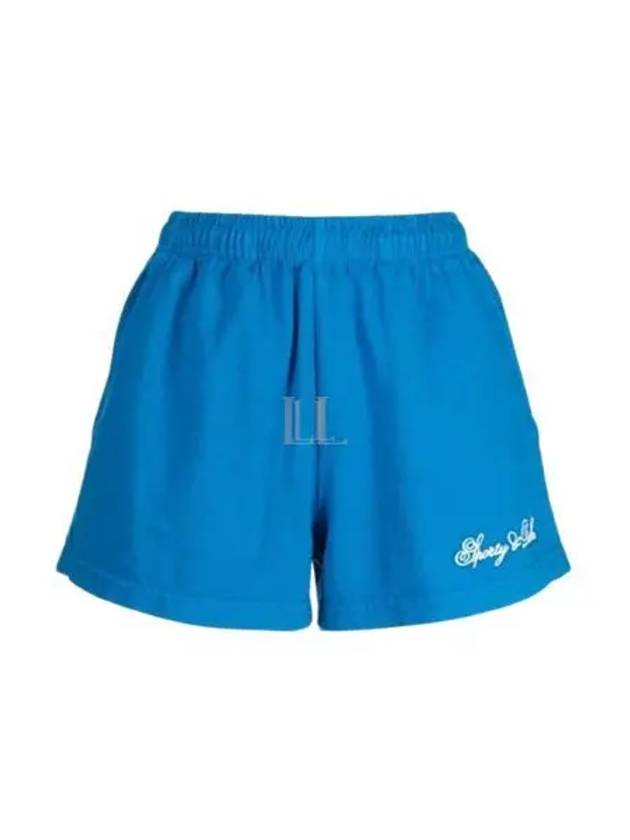 Logo Print Banded Waist Shorts Blue - SPORTY & RICH - BALAAN 2