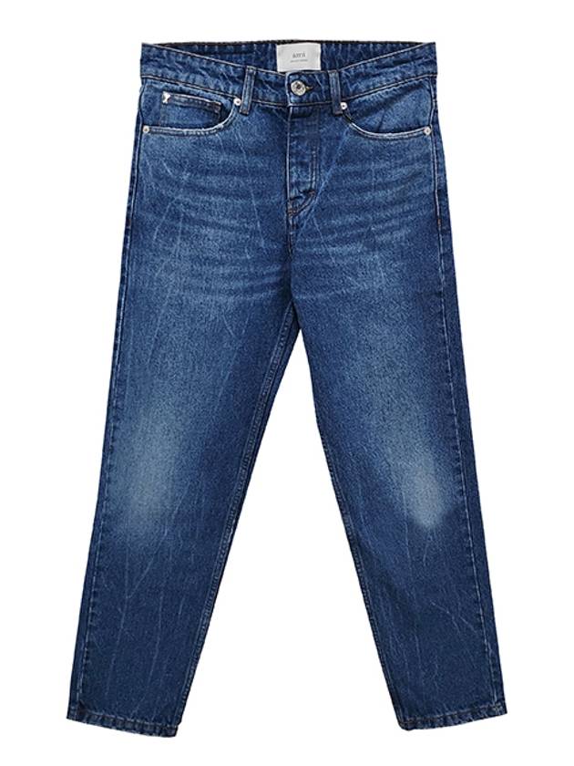 Men's Tapered Fit Denim Cotton Jeans Blue - AMI - BALAAN 3