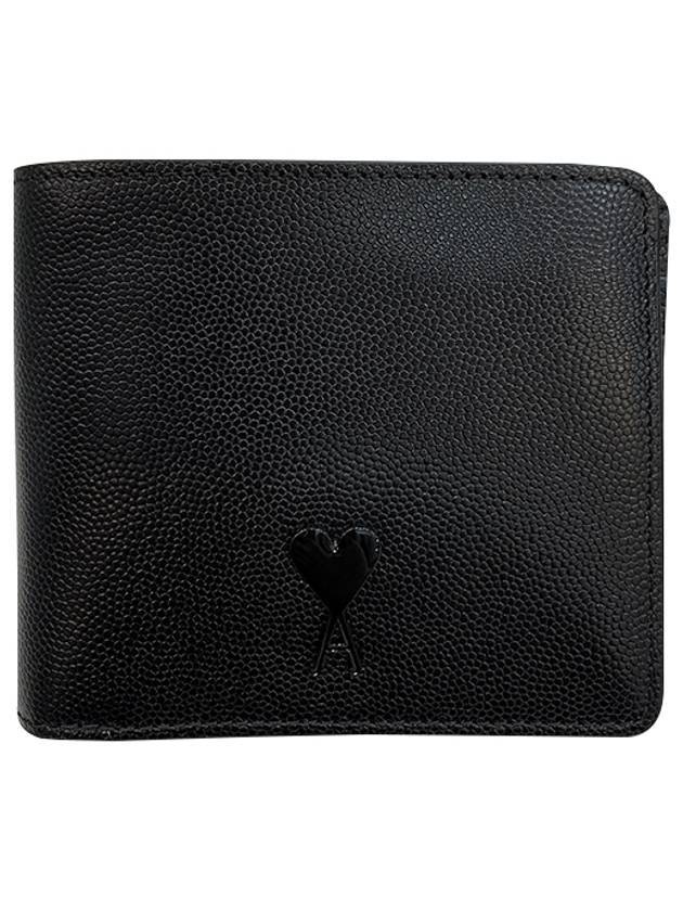 Heart Logo Half Wallet Black - AMI - BALAAN 1