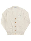 Embroided Logo Button Wool Cardigan Natural - VIVIENNE WESTWOOD - BALAAN 3