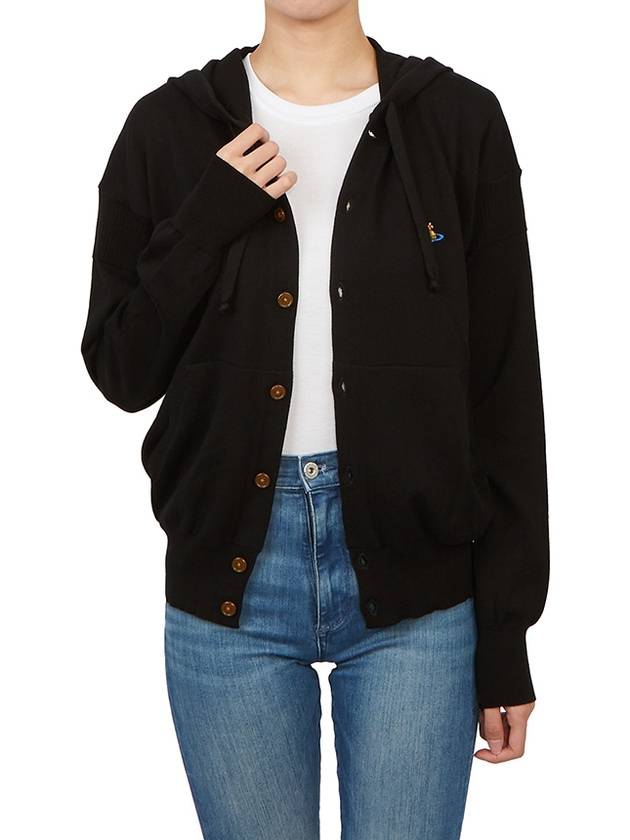 Embroidered Logo Hoodie Cardigan Black - VIVIENNE WESTWOOD - BALAAN 9