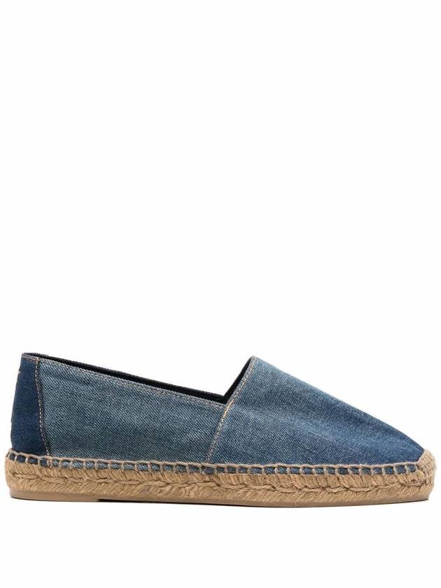 Denim Embroidered Espadrilles Navy - SAINT LAURENT - BALAAN 2