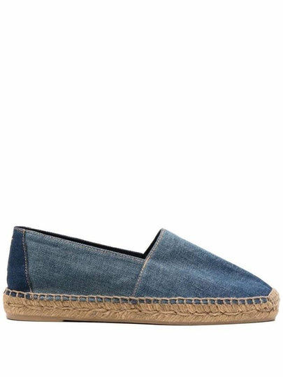 Denim Embroidered Espadrilles Navy - SAINT LAURENT - BALAAN 2