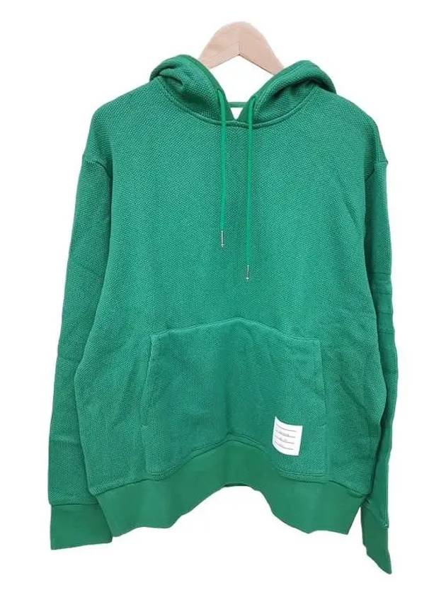 4 Bar Honeycomb Pique Cotton Hoodie Green - THOM BROWNE - BALAAN 2