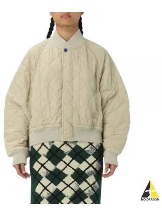 Quilted Bomber Jacket Ivory - BURBERRY - BALAAN 2