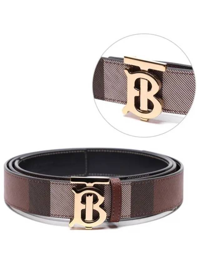 Reversible Checked Leather Belt Dark Birch Brown - BURBERRY - BALAAN 2