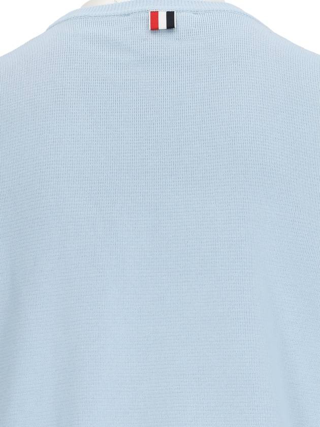 Cotton Milano Stitch Stripe Armband Crewneck Knit Top Light Blue - THOM BROWNE - BALAAN 4