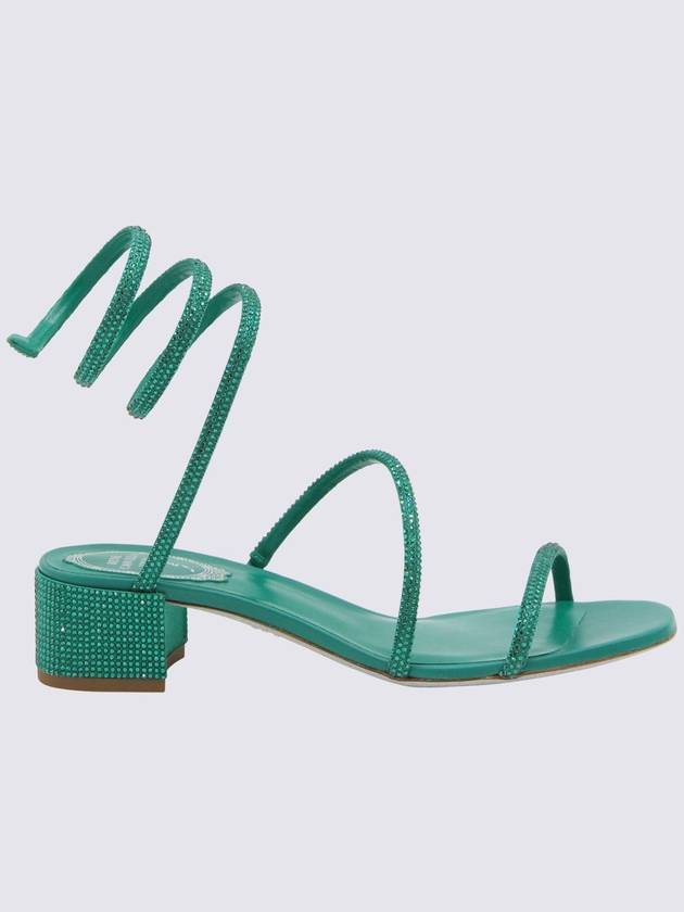 René Caovilla Green Leather Cleo Sandals - RENE CAOVILLA - BALAAN 1