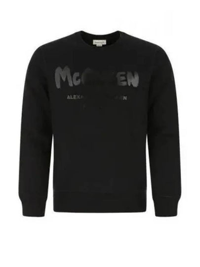 Men's Graffiti Logo Sweatshirt Black - ALEXANDER MCQUEEN - BALAAN 2