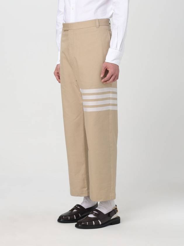 4 Bar Stripe Cotton Straight Pants Beige - THOM BROWNE - BALAAN 5