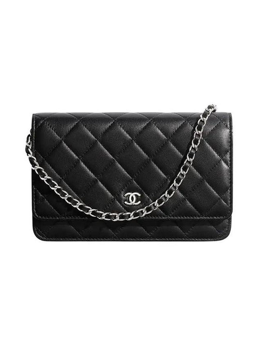 Classic WOC Lambskin Silver Cross Bag Black - CHANEL - BALAAN 1