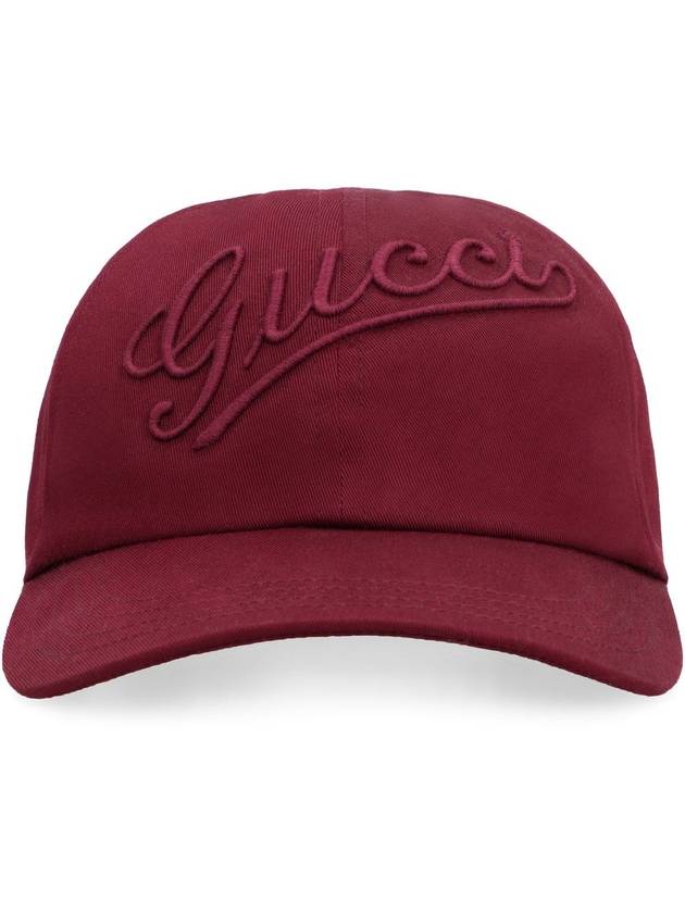 Embroidered Cotton Base Ball Cap Red - GUCCI - BALAAN 4