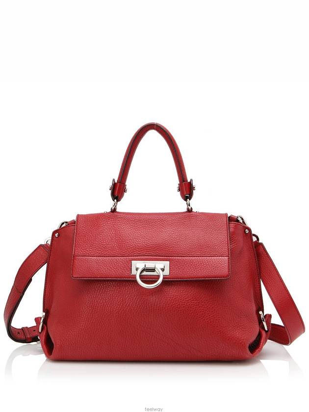 Ferragamo Classic Sophia Bag Red Silver 21 A896 Cross - SALVATORE FERRAGAMO - BALAAN 1