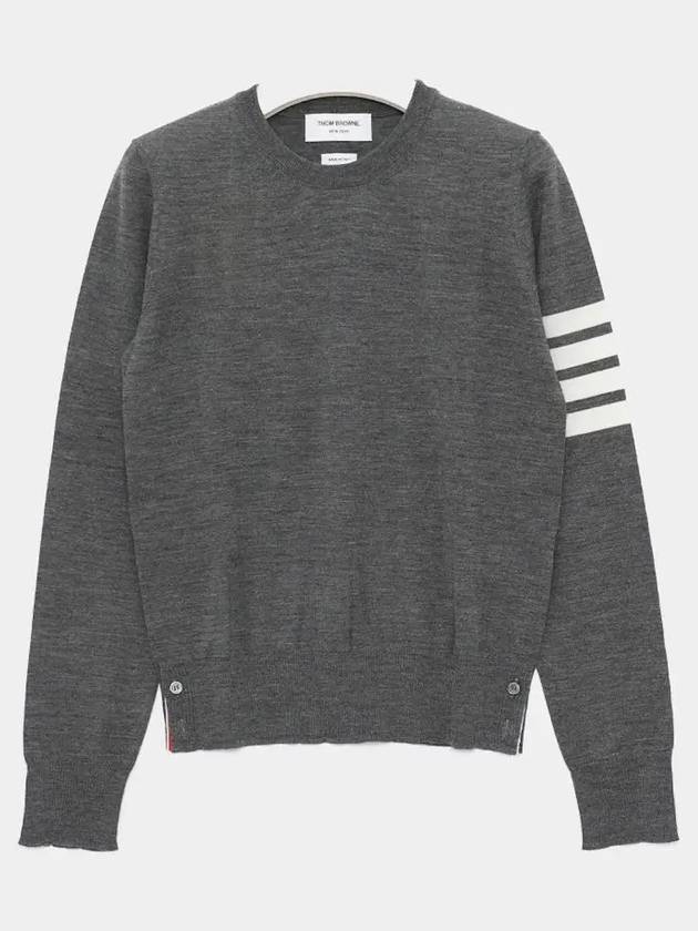 4-Bar Merino Jumper Wool Knit Top Grey - THOM BROWNE - BALAAN 4