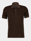 Terry Cotton Short Sleeve Polo Shirt Brown - TOM FORD - BALAAN 3