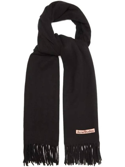 Logo Wool Fringe Muffler Black - ACNE STUDIOS - BALAAN 2