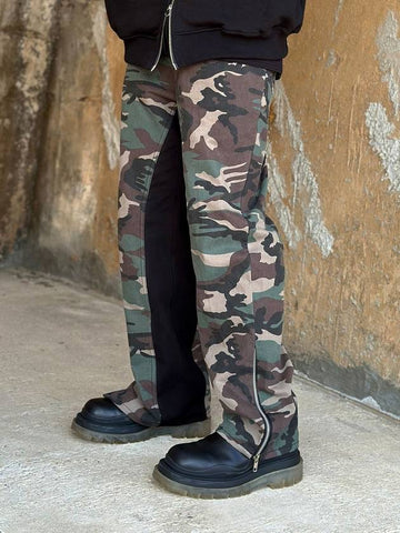 Wide color combination cotton zipper pants camo - CLACO - BALAAN 1