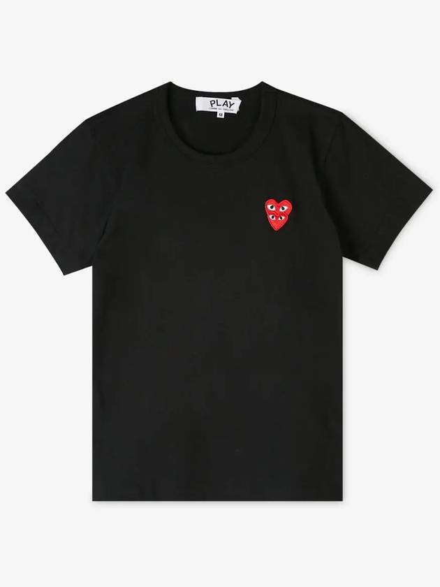 Women's Double Red Waffen Short Sleeve T-Shirt P1 T287 1 Black - COMME DES GARCONS PLAY - BALAAN 3