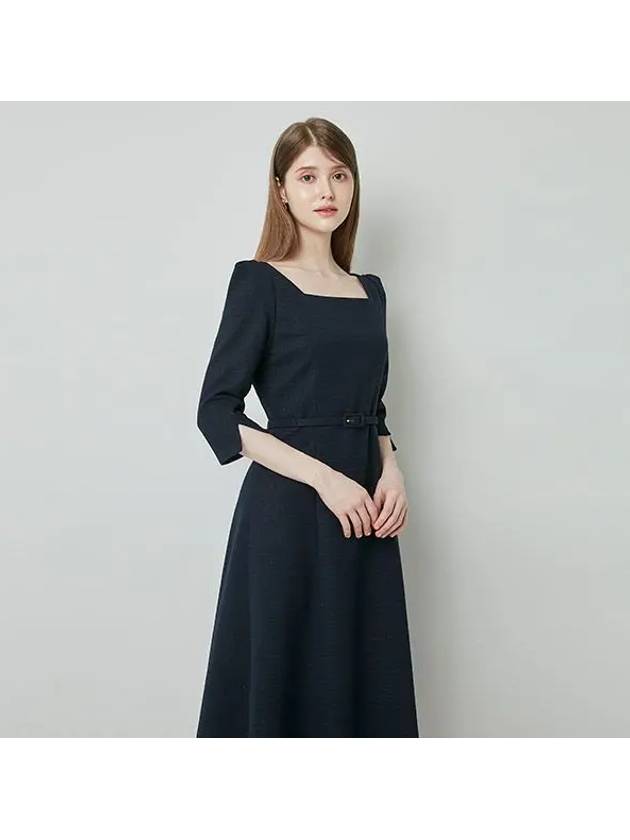 RISA Square neck tweed Dress Navy - AME - BALAAN 5