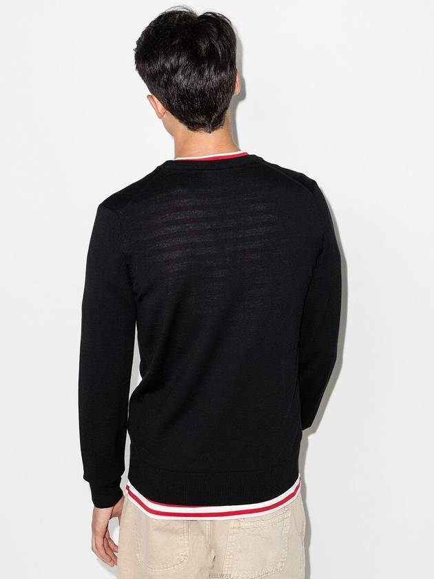 Tricolor Fox Patch Classic Round Neck Knit Top Black - MAISON KITSUNE - BALAAN 6