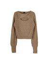 Women's Cutout Alpaca Knit Top Dark Beige - PINKO - BALAAN 9