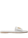 Logo Leather Slippers White - BURBERRY - BALAAN 1