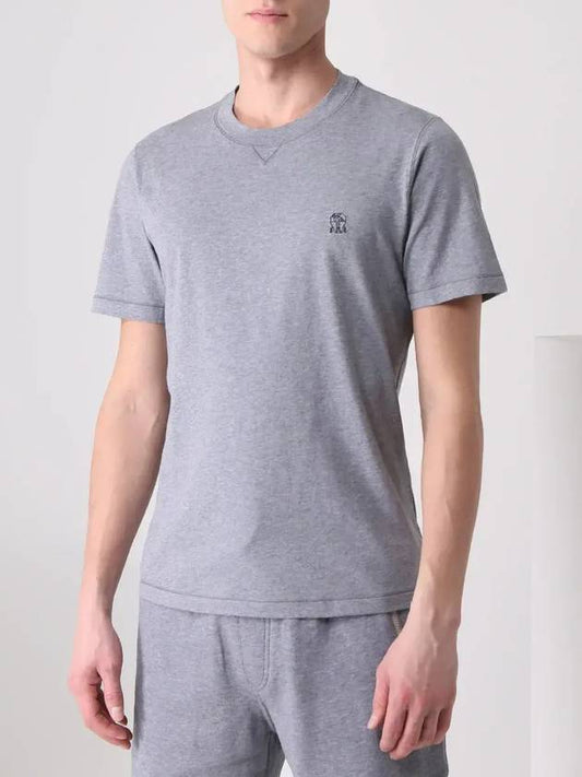 Chest Logo Short Sleeve T-Shirt Grey - BRUNELLO CUCINELLI - BALAAN 2