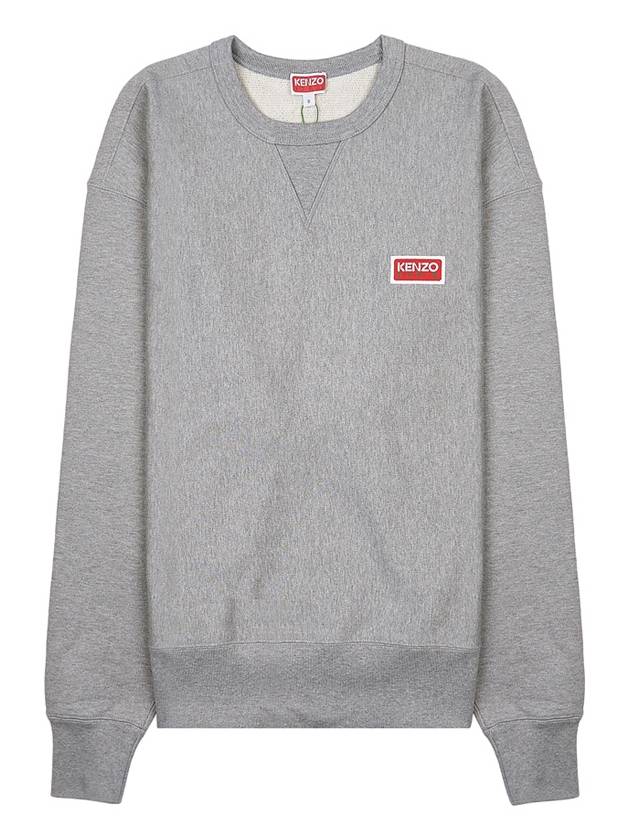 Paris Logo Crew Neck Cotton Sweatshirt Pearl Grey - KENZO - BALAAN 2