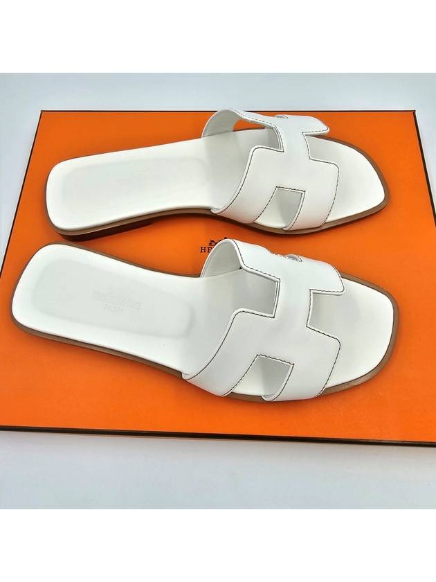 Oran Calfskin Slippers Blanc - HERMES - BALAAN 6